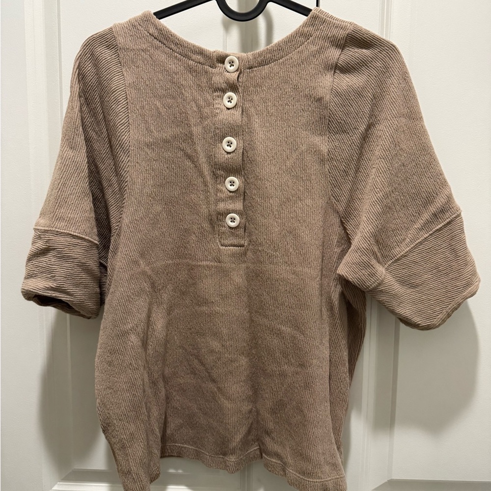Madewell Taupe Ribbed Knit Top